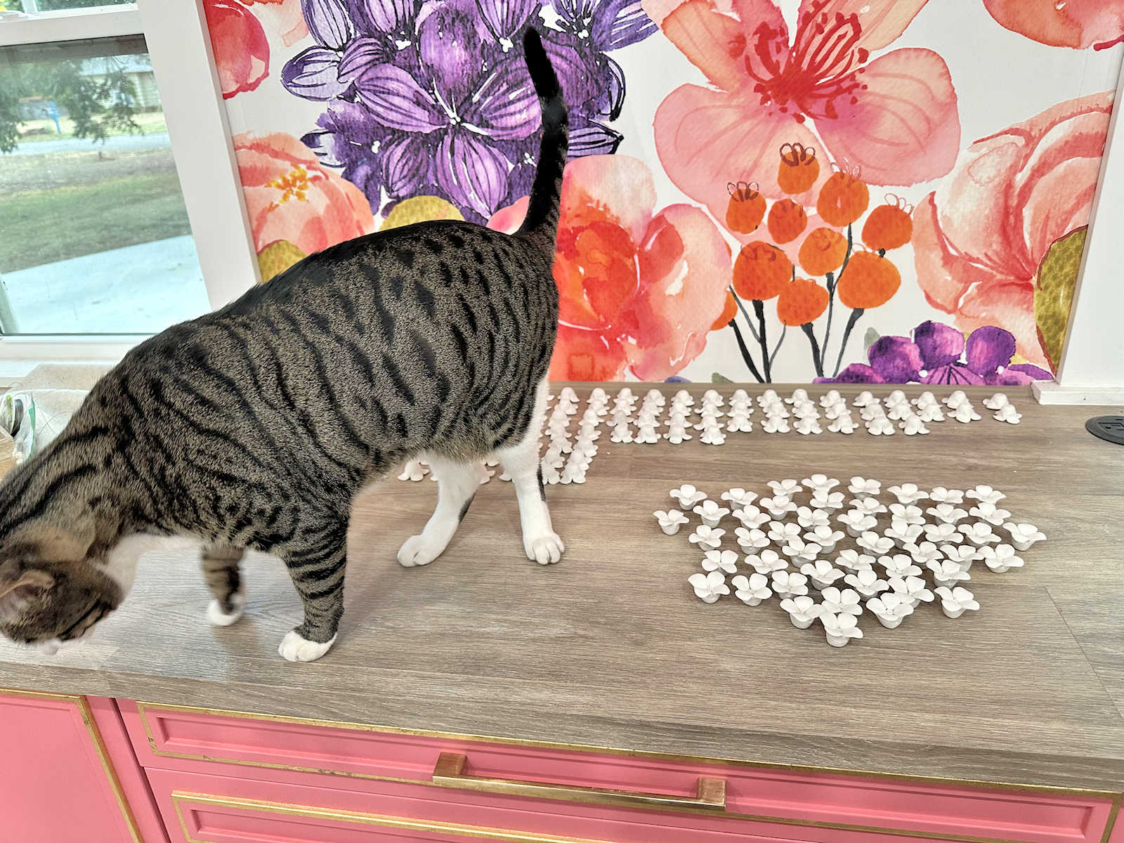 Dining Room DIY Flower Chandelier Progress