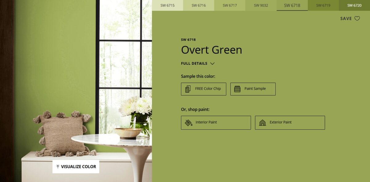 Sherwin Williams Overt Green paint color