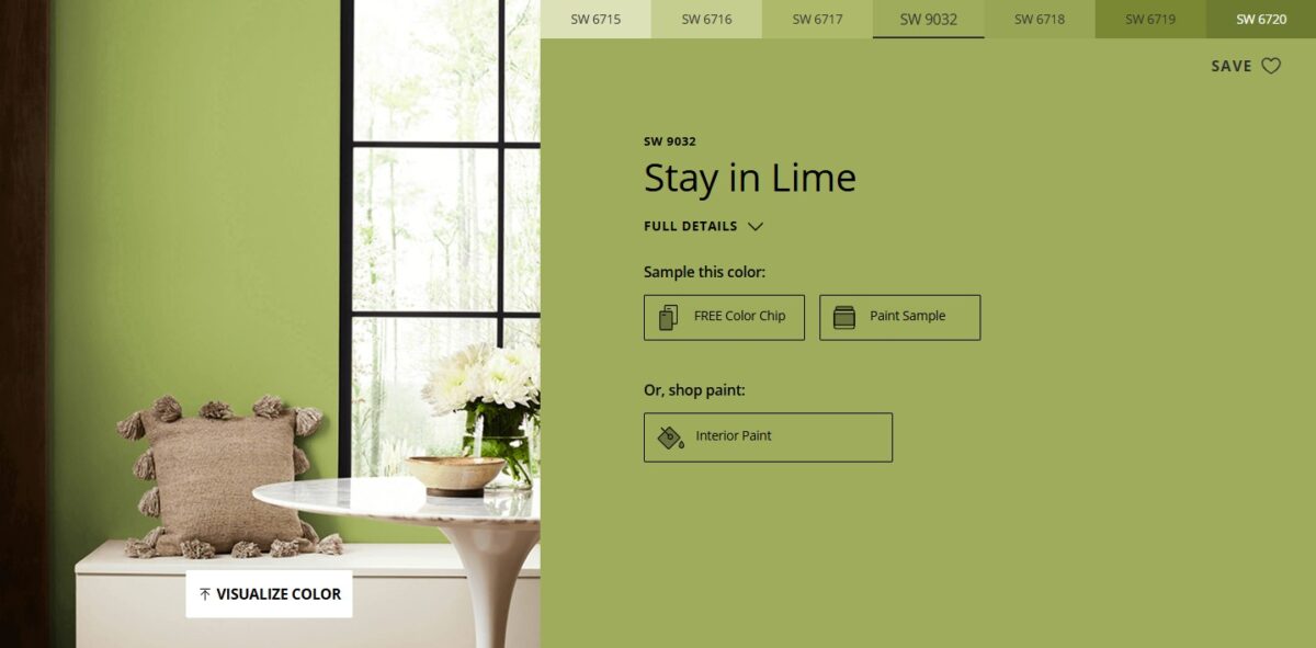 Sherwin Williams Stay In Lime paint color